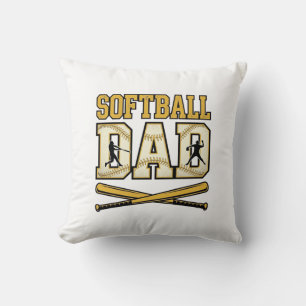 Coussin Papa Softball Gravure Vintage Batteur Graphique_1