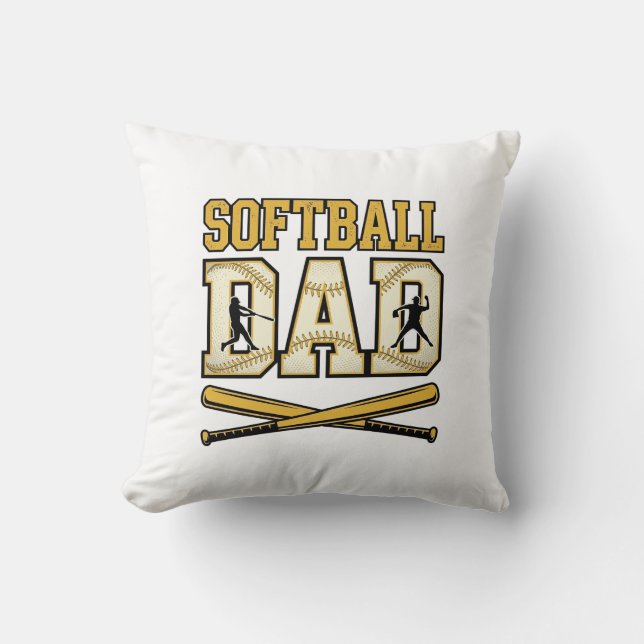 Coussin Papa Softball Gravure Vintage Batteur Graphique_1 (Recto)