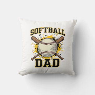 Coussin Papa Softball Vintage Université Dessin Bats Crois