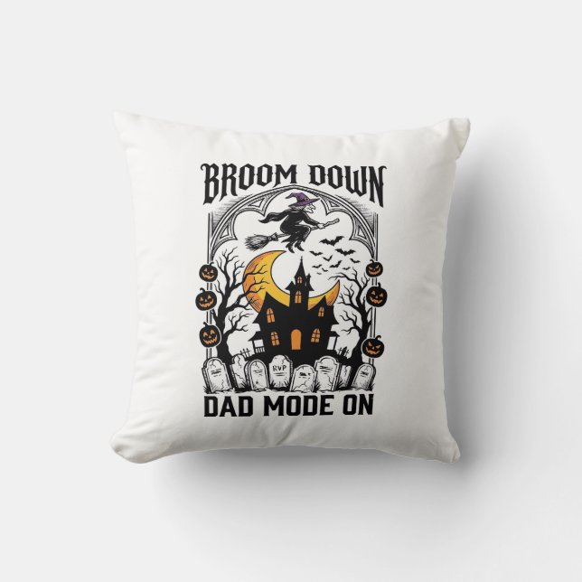 Coussin Papa sorcière balai d'Halloween cassé graphique vi (Recto)