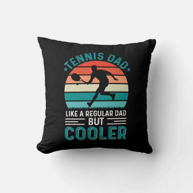 Coussin Papa Tennis Coucher de Soleil Rétro (Recto)