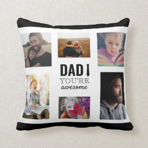 Coussin papa tu es génial fête des pères collage typograph