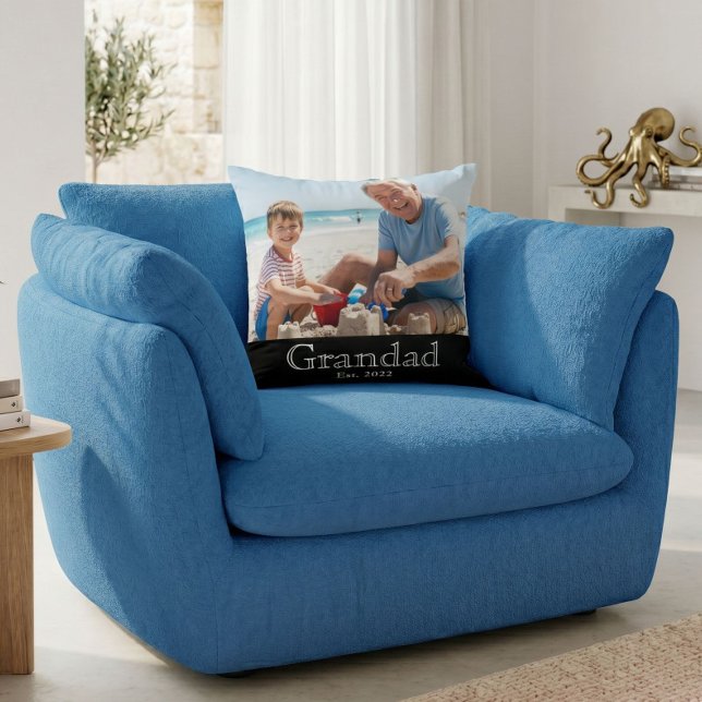 Coussin Papapa Fondé Texte Gras Minimaliste Photo (Créateur téléchargé)