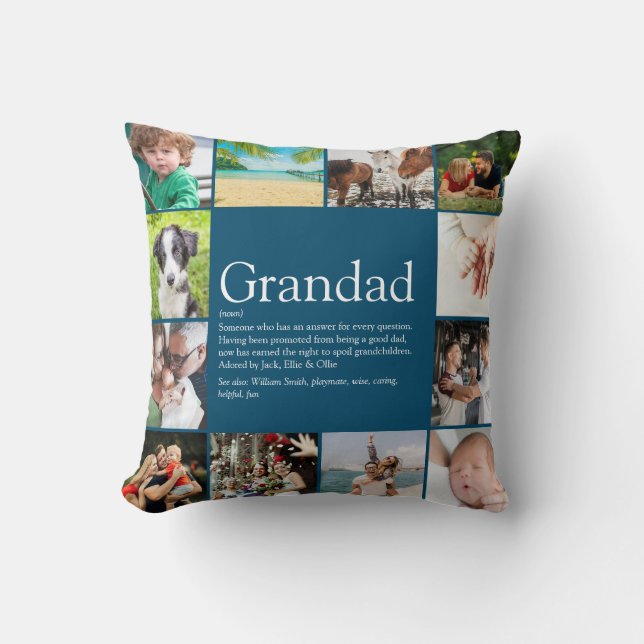 Coussin Papapa, Grand-père, Papa Définition 12 Collage de  (Recto)