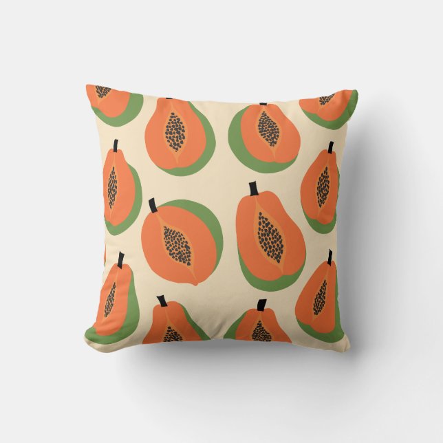 Coussin Papaya tropicale chaude orange (Recto)