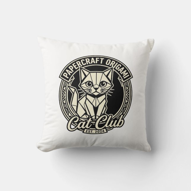Coussin Papercraft Origami Chat Drôle Chat Graphique - Pap (Recto)
