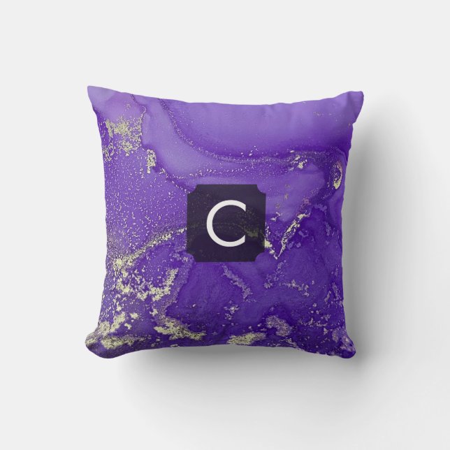 Coussin Papier à monogramme liquide d'art à l'encre d'alco (Recto)