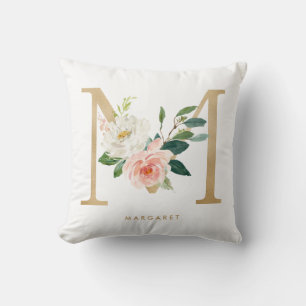 Coussin Papier Aluminium Faux Fleurs Lettre M Monogramme N