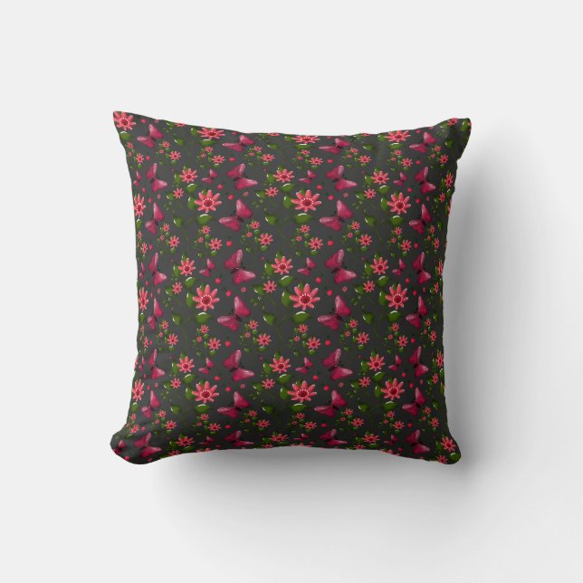 Coussin Papier cadeau papillon floral de jardin printanier (Recto)