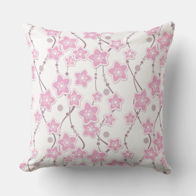 Coussin papier coupé fleurs roses sur arrière - plan blanc (Recto)