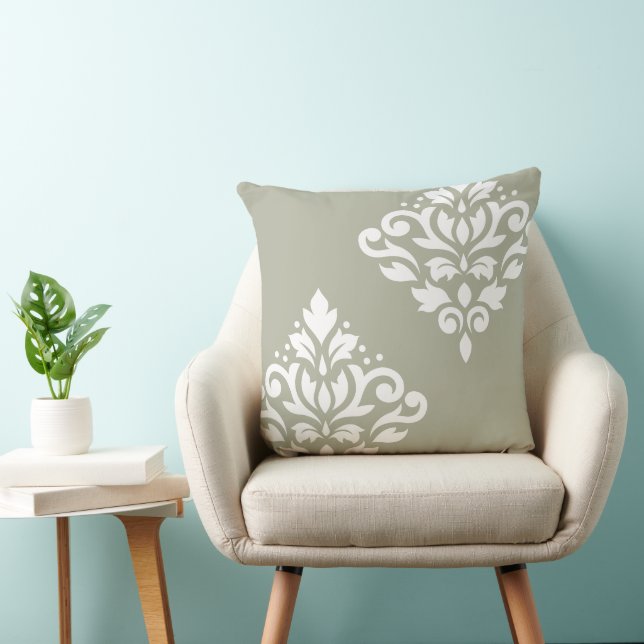 Coussin Papier damassé Scroll Art I 2 voies vert + blanc (Chaise)