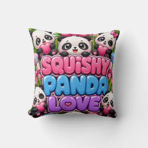 Coussin Papier d'emballage mignon Kawaii Amour de Panda Sq