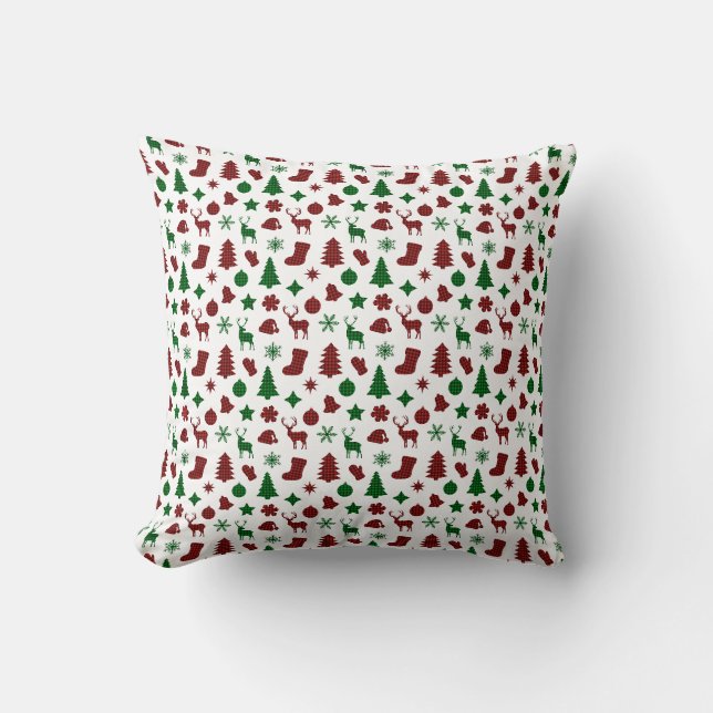 Coussin Papier d'enveloppement de Noël Xmas Arbres de rang (Recto)
