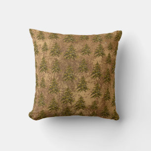 Coussin Papier doré Abstrait et arbre de Noël en or brilla