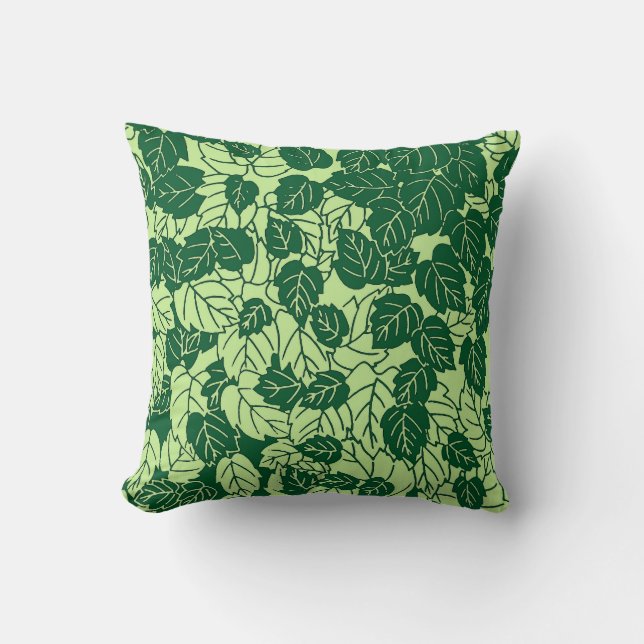Coussin Papier japonais, émeraude et vert citron (Recto)