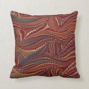 Coussin Papier marbré Bourgogne d'antiquité élégante e