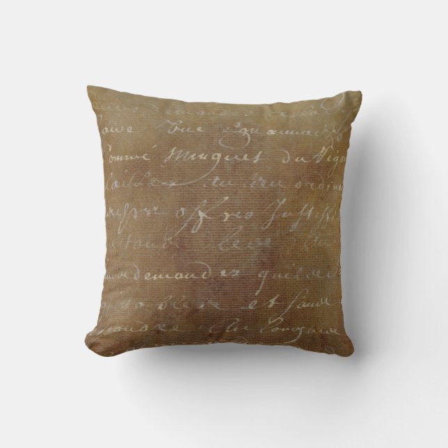 Coussin papier parcheminé bronzage de manuscrit français (Recto)