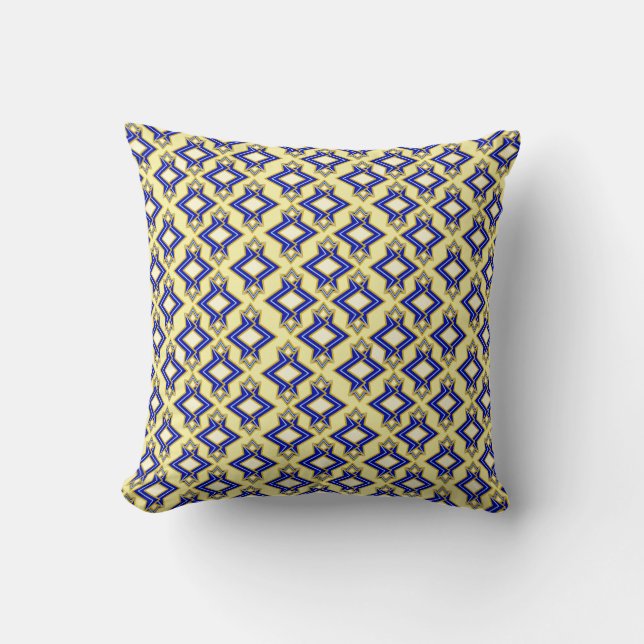 Coussin Papier peint Art Déco Motif, beige et bleu (Recto)