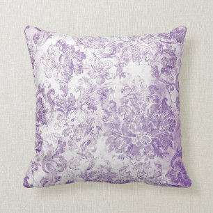 Coussin Papier peint chic de damassé blanche pourpre
