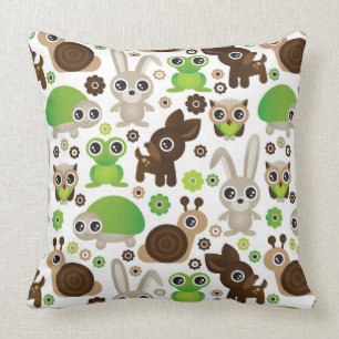 Coussin papier peint d'animal de lapin de tortue de cerfs