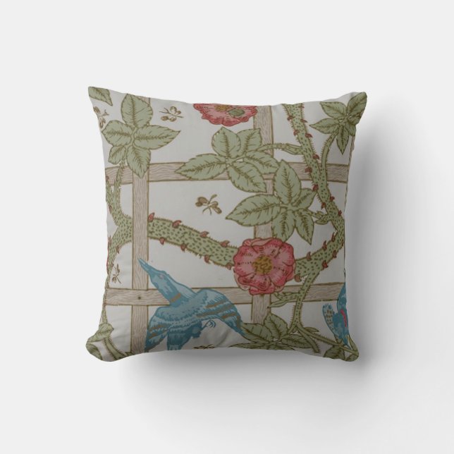 Coussin Papier peint en treillis de William Morris (Recto)
