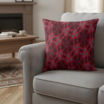 Papier Peint Fleurs à Motif Kaléidoscope Rose Roug