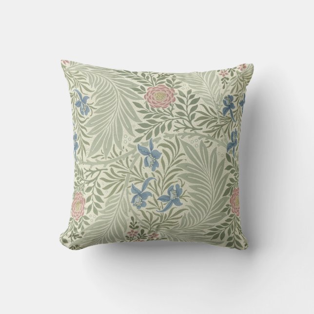 Coussin Papier peint floral de William Morris Larkspur (Recto)