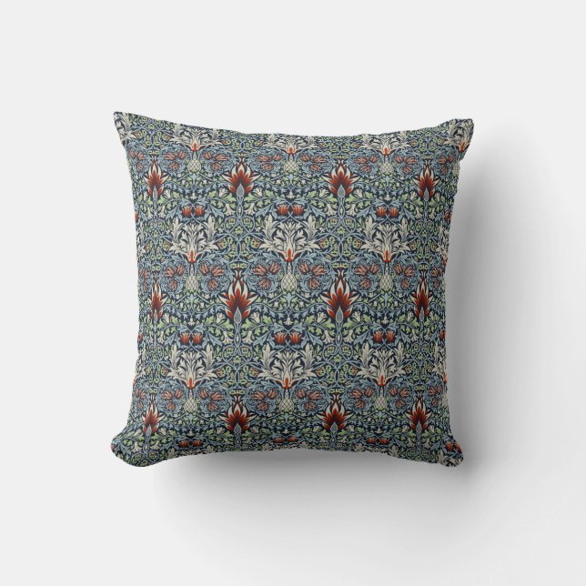 Coussin Papier peint floral Morris Navy Blue Snakeshead (Recto)