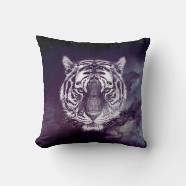 Coussin Papier peint Galaxy Tiger Face (Recto)