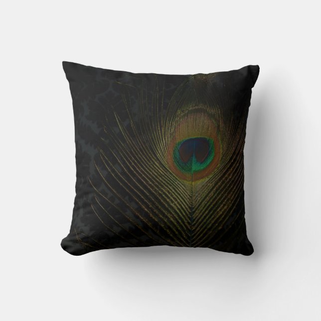 Coussin Papier peint noir victorien et peacock (Recto)