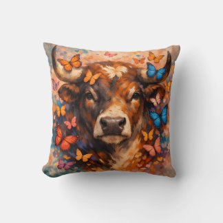 Coussin Papier Peint Papillon Coloré Taureau des Highlands