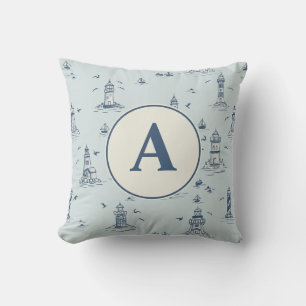Coussin Papier Peint Phare Toile Pour Nursery Monogramme
