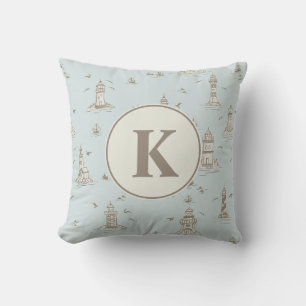 Coussin Papier Peint Phare Toile Pour Nursery Monogramme