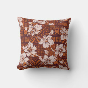 Coussin Papier peint pour fleurs d'hibiscus vintage hawaï