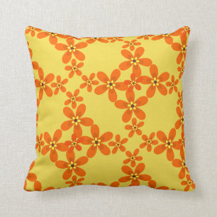 Coussin papier peint rétro orange 1970
