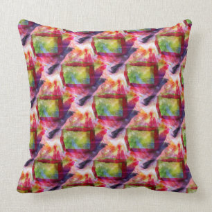 Coussin Papier peint vert et rouge abstrait