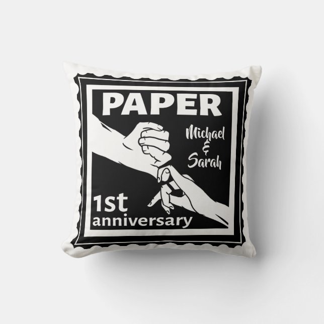 Coussin Papier traditionnel 1er anniversaire mariage (Recto)