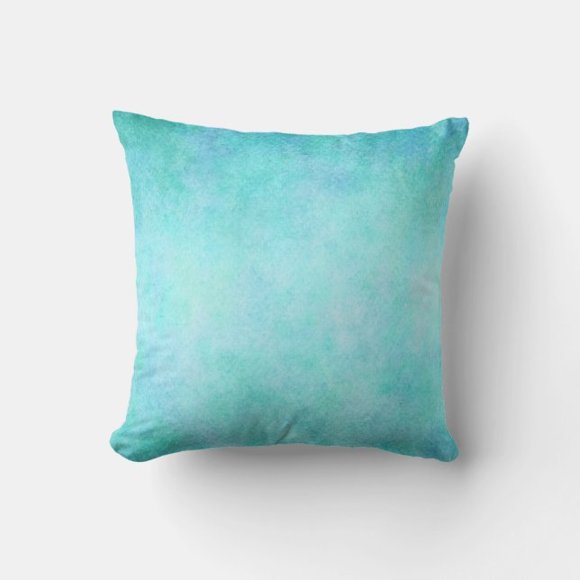 Coussin Papier turquoise bleu-clair d'aquarelle d'Aqua (Recto)