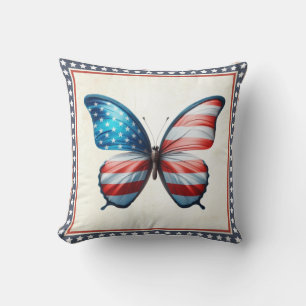 Coussin papillon 4 juillet patriotique américain