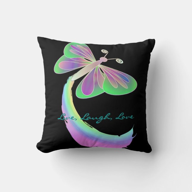 Coussin Papillon à gluten sur le noir Par : Mendi (Recto)