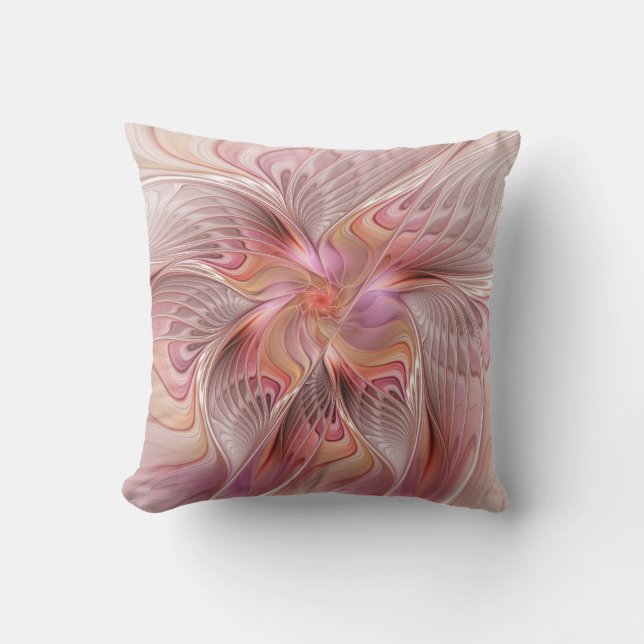 Coussin Papillon Abstrait Coloré Fantaisie Art Fractal (Recto)