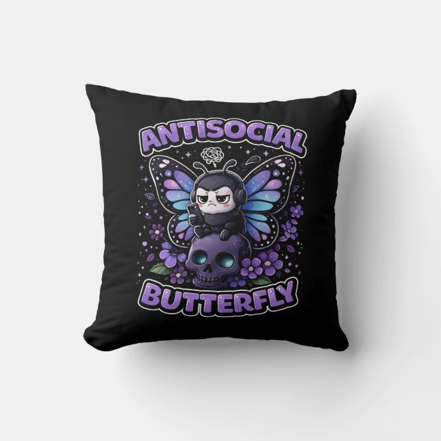 Coussin Papillon Antisocial (Recto)