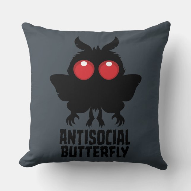 Coussin Papillon Antisocial Mothman Cryptide (Recto)