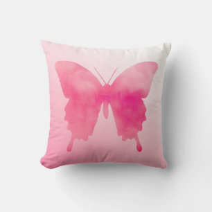 Coussin Papillon aquarelle - Fuchsia et rose