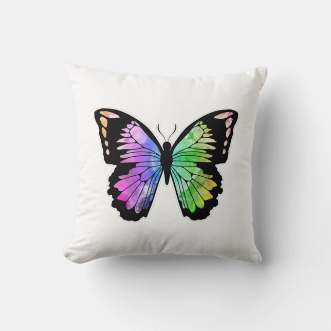 Coussin Papillon aux couleurs arc-en-ciel (Recto)