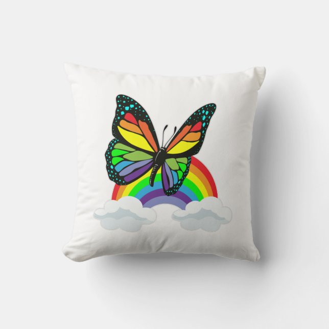 Coussin Papillon avec arc-en-ciel (Recto)
