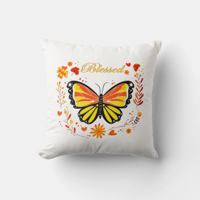 Coussin Papillon béni d'automne (Recto)