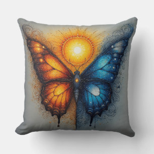 Coussin Papillon bicolore sur soleil brillant