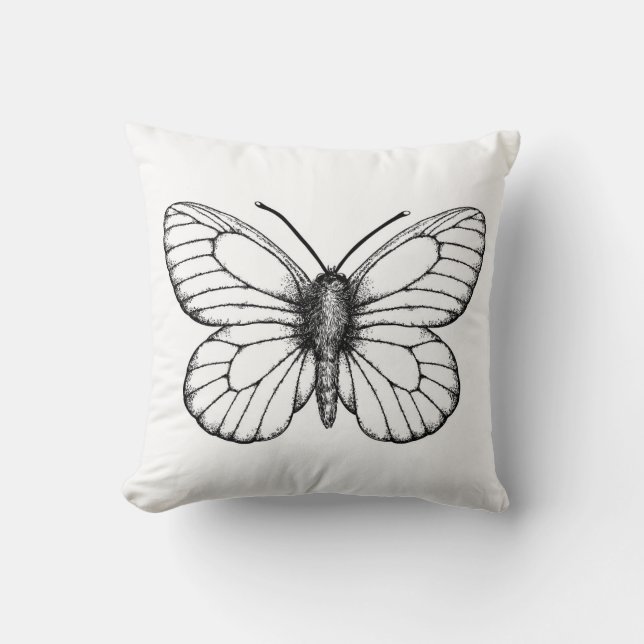 Coussin Papillon blanc à veine noire (Recto)