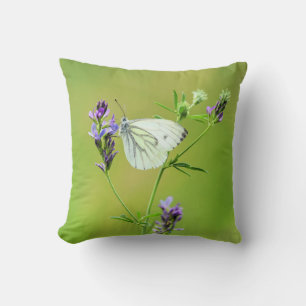 Coussin Papillon Blanc à Veines Vertes
